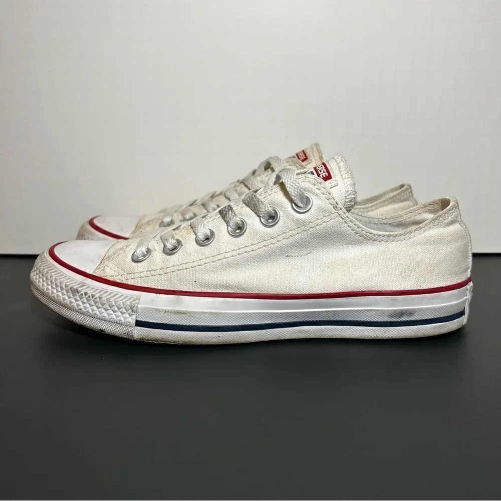 Womens CONVERSE Chuck Taylor All Star White Canvas Low Top Sneakers / Size 7 - Picture 4 of 12